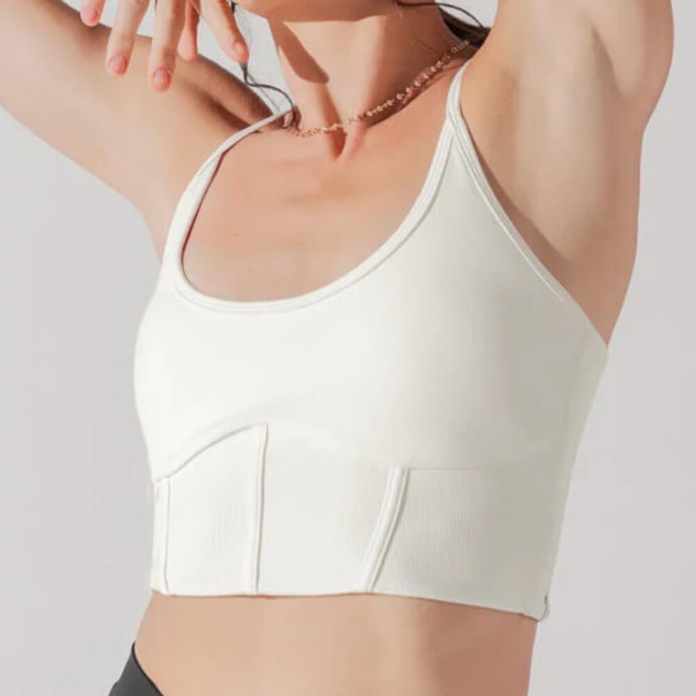 POPFLEX Cream Sculpted Cropped Tank